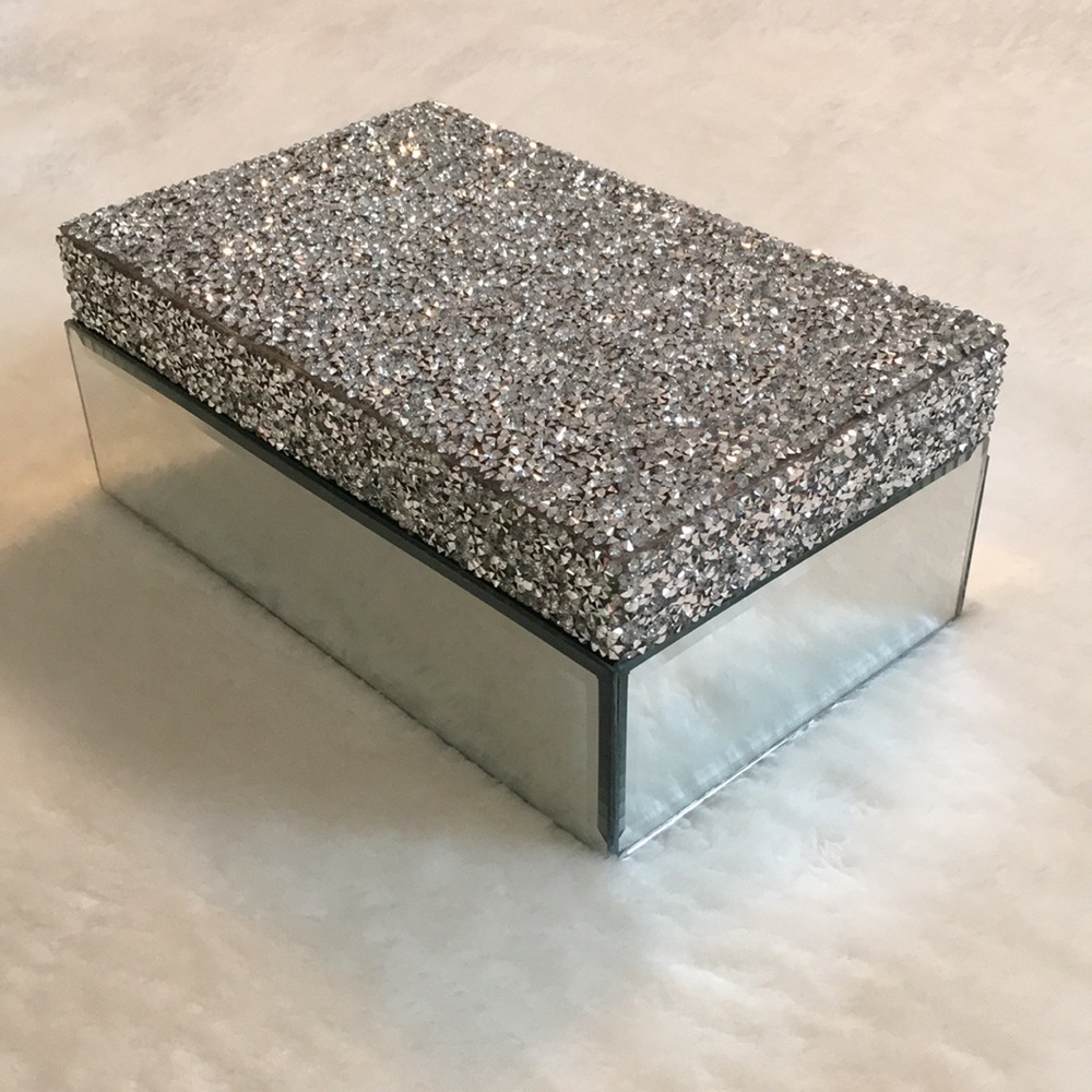 Allure by Jay Silver Sparkle Mirror Jewelry / Makeup / Storage Box